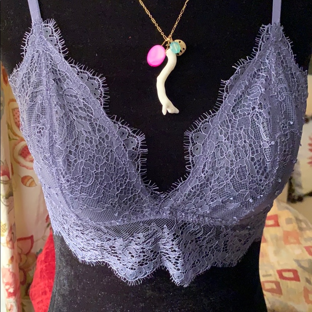 Victoria’s Secret Denim Blue Lace Bralette. Size S